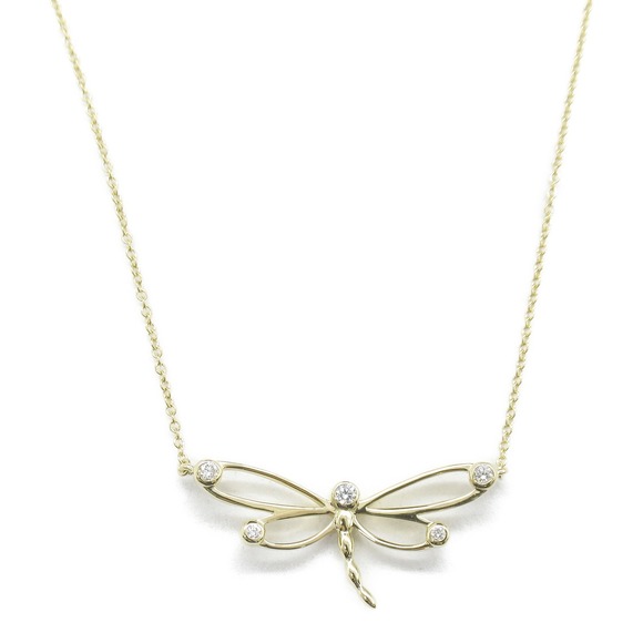 Tiffany Dragonfly Necklace Yellow Gold Diamond - Picture 2 of 6